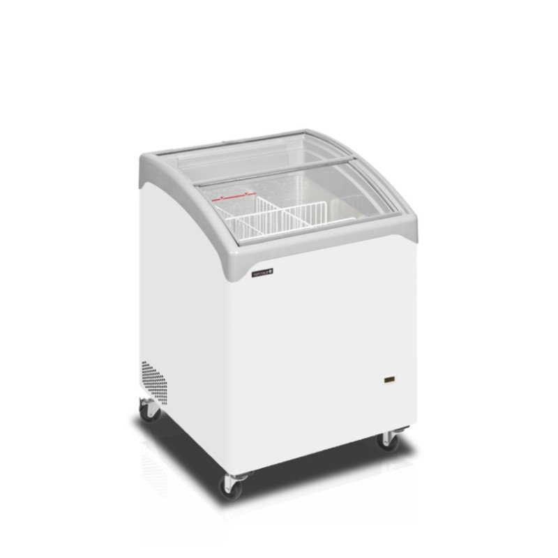 Glassfrys m. böjt skjutlock 130L