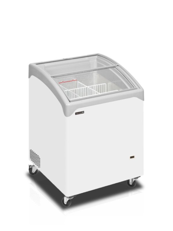 Glassfrys m. böjt skjutlock 130L