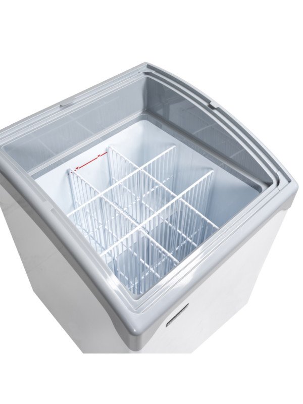 Glassfrys m. böjt skjutlock 130L