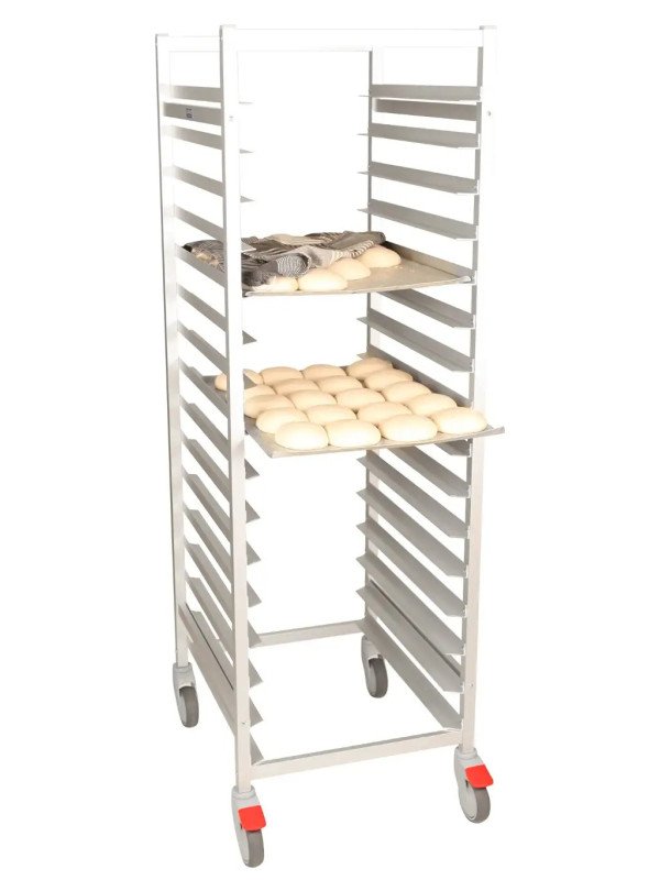 Bak- och pizzaplåtsvagn 600x450mm, 16 plåtar