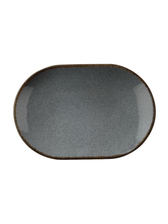 Tallrik halvdjup oval 28cm gråblå, 6st