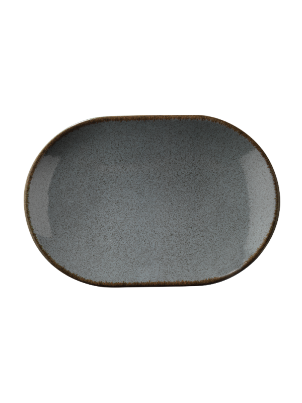 Tallrik halvdjup oval 28cm gråblå, 6st