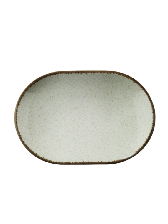 Tallrik halvdjup oval 32cm grön , 6st