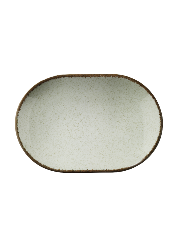 Tallrik halvdjup oval 32cm grön , 6st
