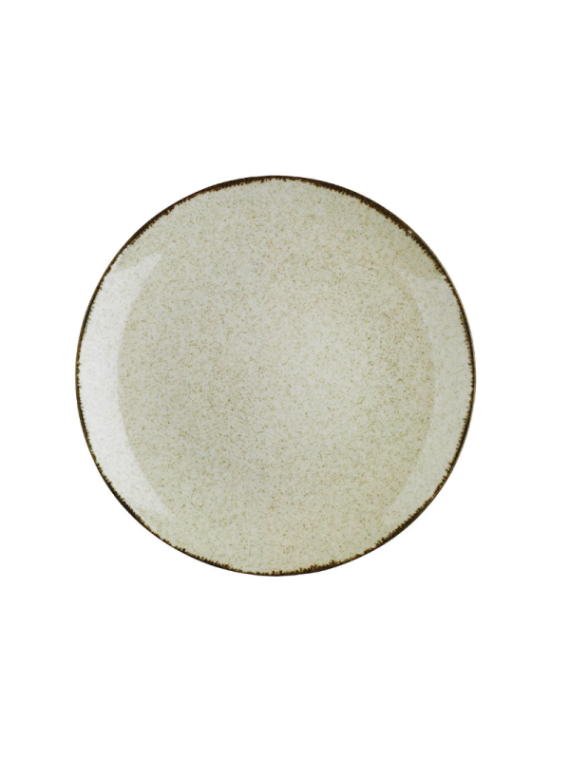 Tallrik flat rund 21cm beige, 6st