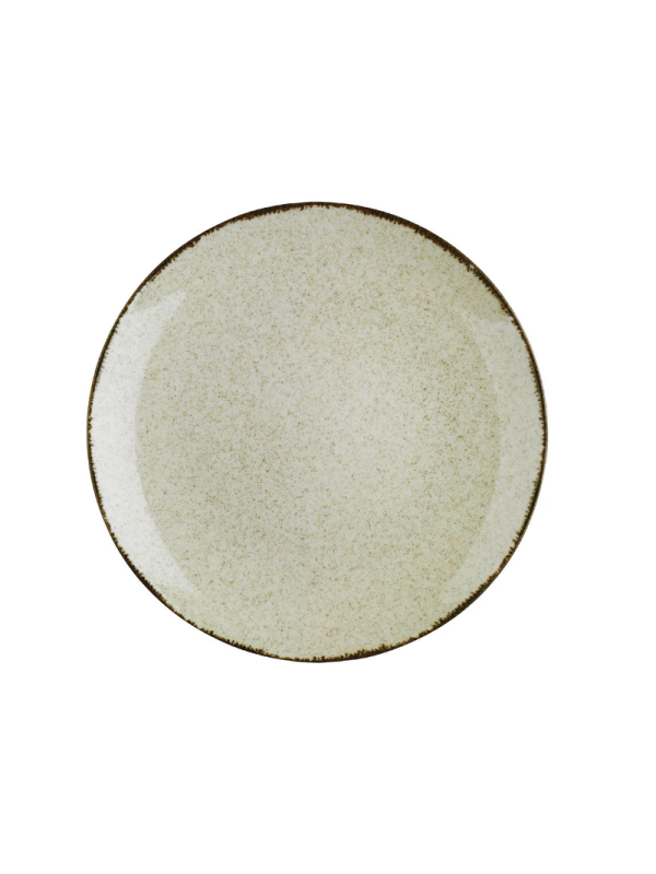 Tallrik flat rund 21cm beige, 6st