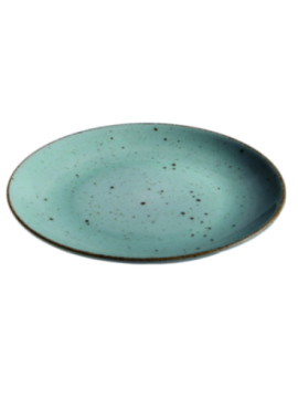 Tallrik flat rund handmålad turkos 28cm, 6st