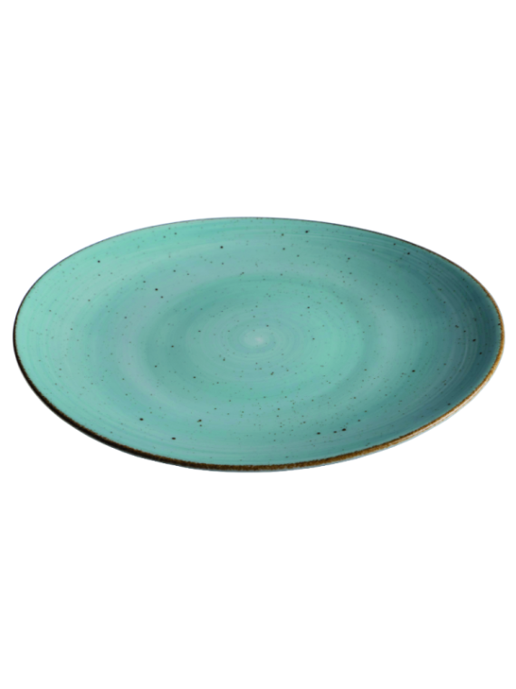 Tallrik oval handmålat turkos 30,5cm, 6st