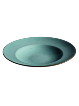 Tallrik djup rund handmålat turkos 29cm, 6st