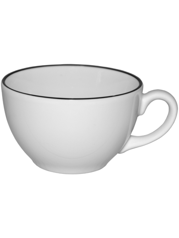 Kaffekopp vit med svart rand 25cl Nana, 6st