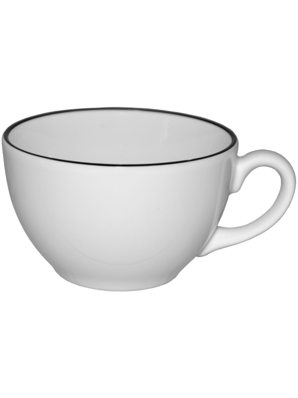 Kaffekopp vit med svart rand 25cl Nana, 6st