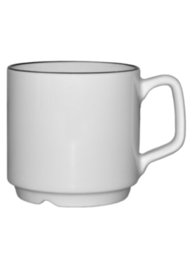 Mugg vit med svart rand  25cl, 36st