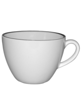 Kaffekopp vit med svart rand  20cl Bistro, 24st