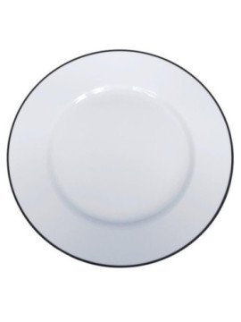 Tallrik flat rund vit med svart rand 26,5cm Kaszub, 12st