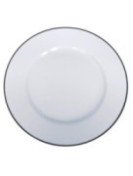 Tallrik flat rund vit med svart rand 26,5cm Kaszub, 12st