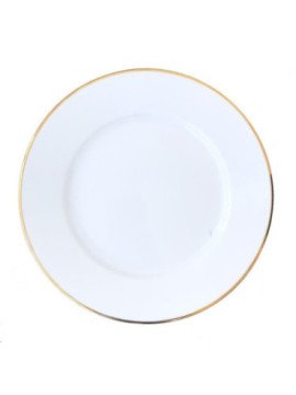 Tallrik flat rund vit med guldrand 26,5cm Kaszub, 12st