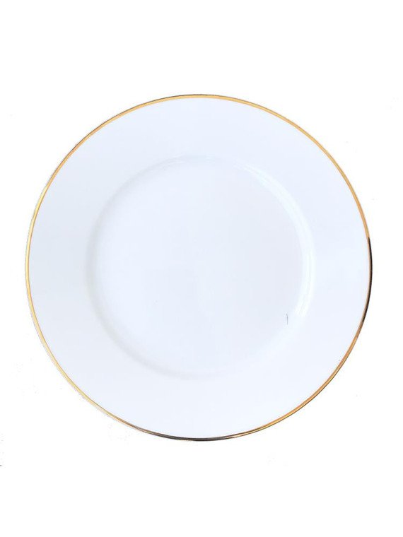 Tallrik flat rund vit med guldrand 26,5cm Kaszub, 12st
