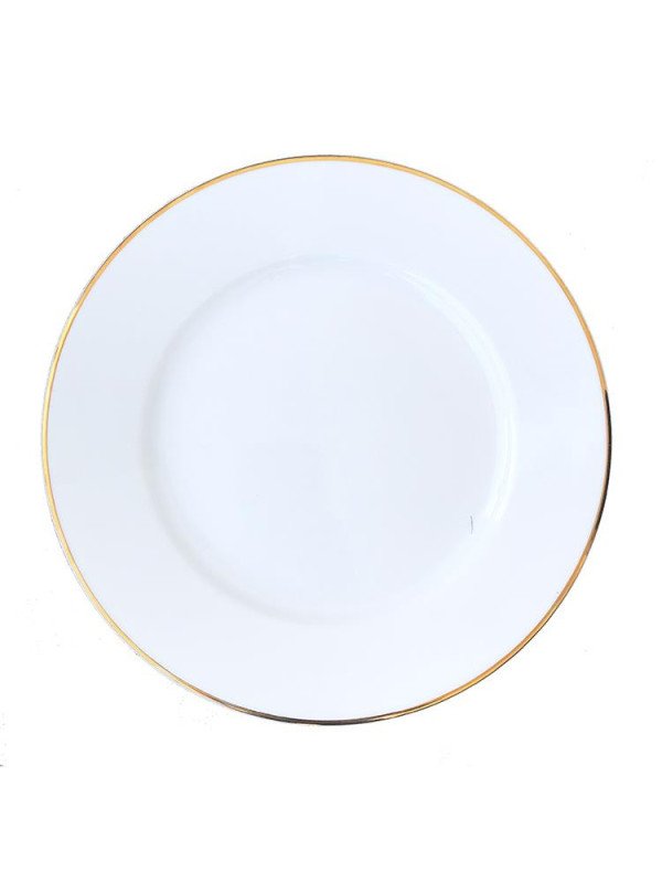 Tallrik flat rund vit med guldrand 26,5cm Kaszub, 12st