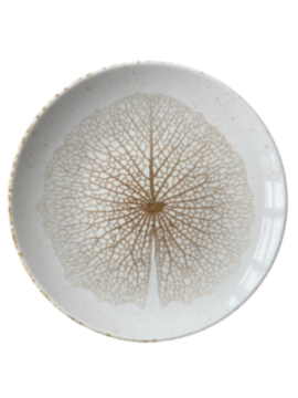 Tallrik flat rund 23 cm med dekor av löv 2, 12st