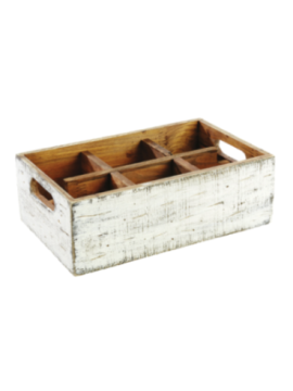 Kryddställ 6-fack vintage vit 27x17cm H10cm