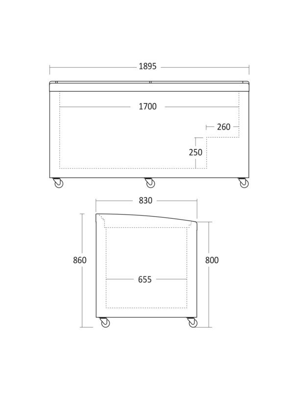 Frysgondol SIF 700 C, 670L