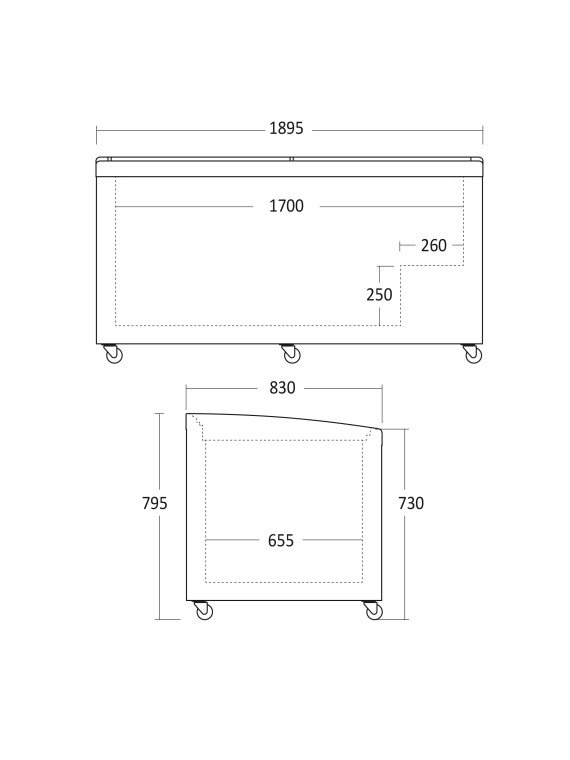 Frysgondol SIF 600 ADGC, 600L