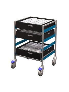 Diskkorgsvagn låg 50x50cm 4 diskkorgar