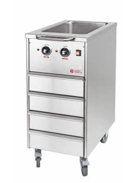 Värmevagn med vattenbad, 4 st draglådor