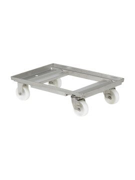 Staplingsbar trallvagn, rostfria länkhjul