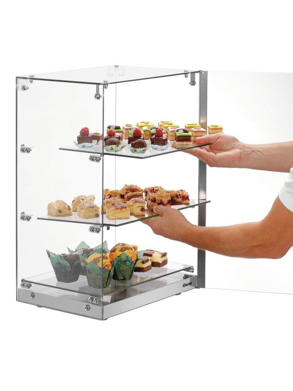 Buffédisplay 405 med 3 hyllplan, glas