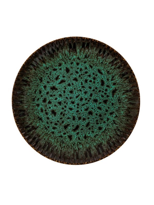 Blocho Daisy Tallrik flat rund 27 cm med grönsvart dekor samt relief