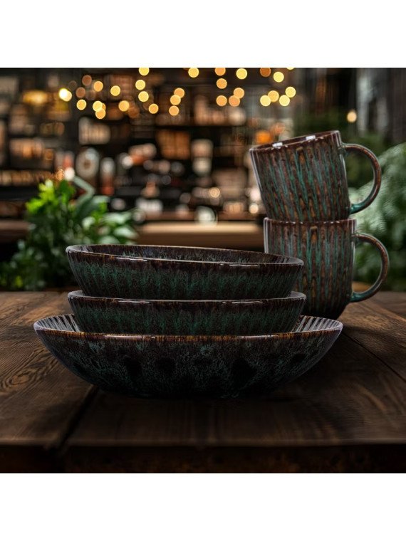 Daisy Mugg 35cl grönsvart dekor, 6 st/frp